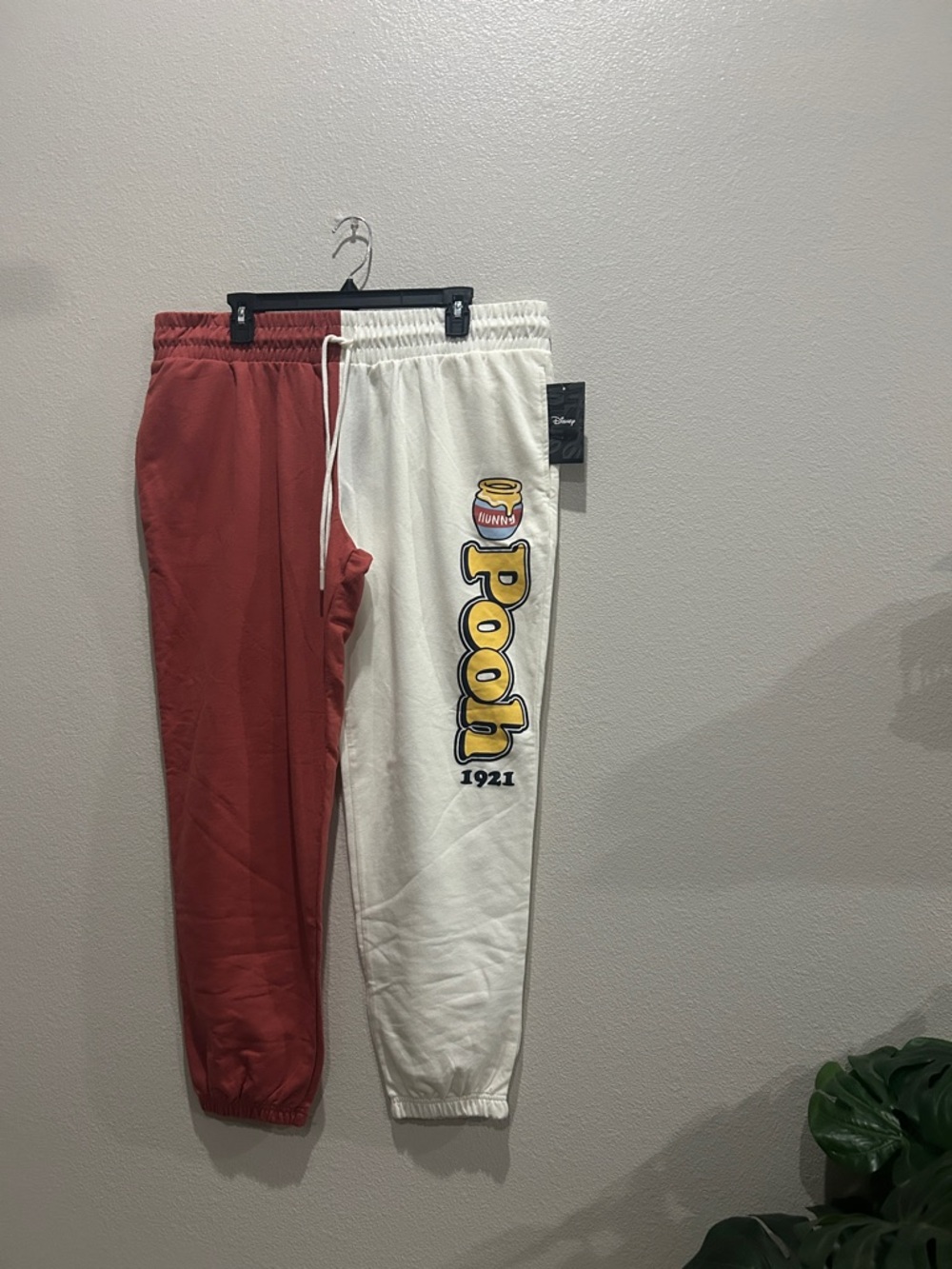 Pooh Colorblock Kids Jogger Pants - White & Brick Red